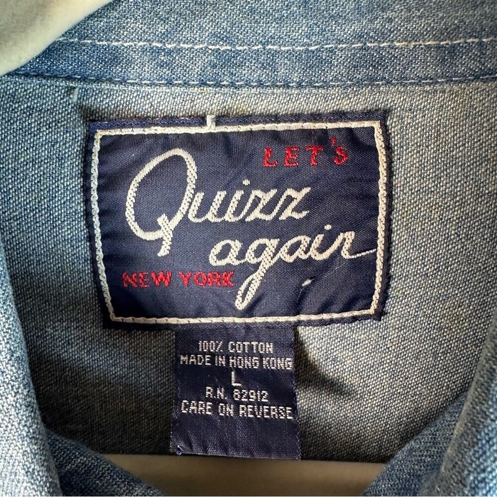 Lets Quizz Again vintage Women embroidered Noahs art denim button up cottagecore - Picture 7 of 11